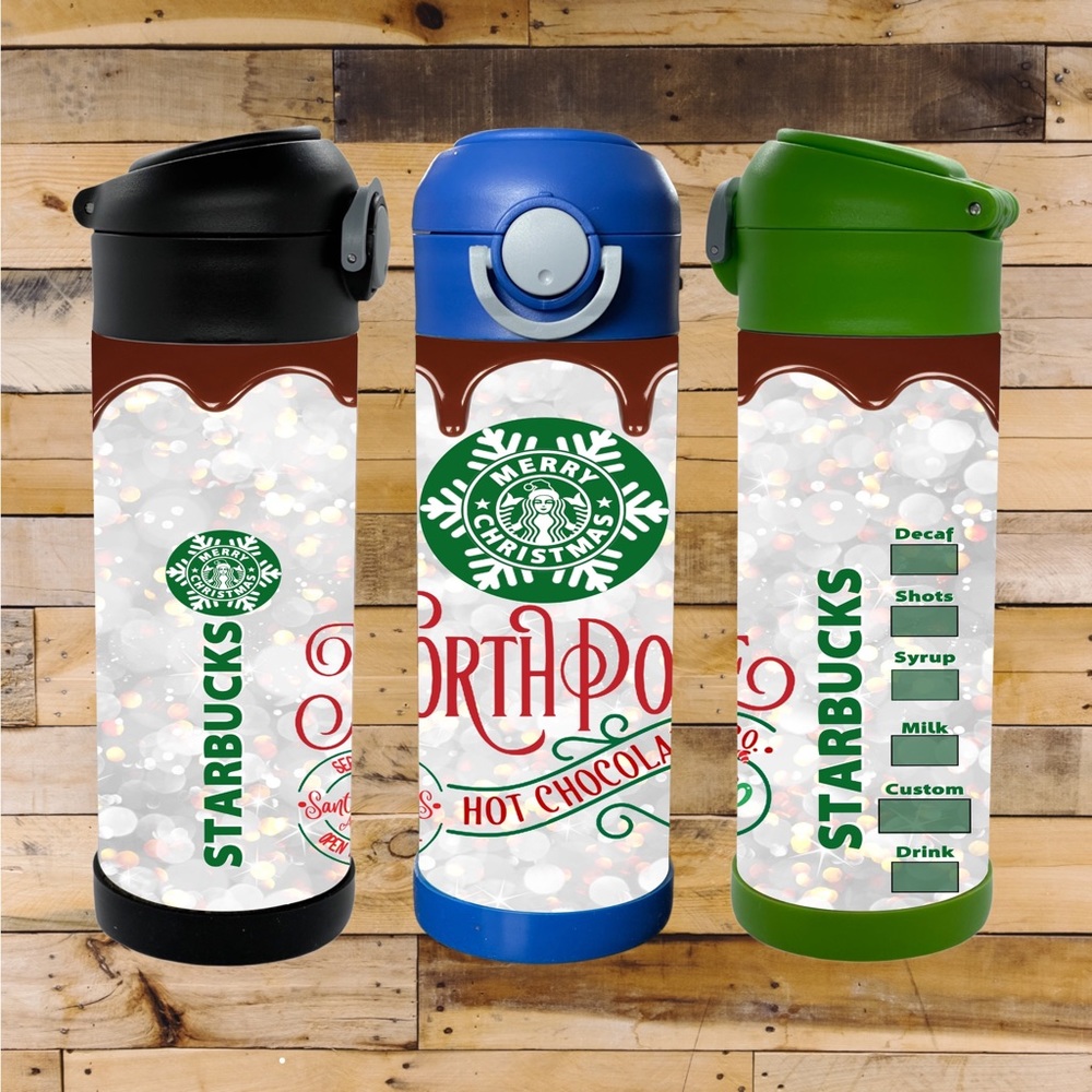 North Pole Hot Chocolate Co. 12oz Flip Top Kids Stainless Steel Bottle